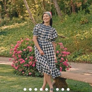 Doen Whisper Dress in navy gingham, size XS